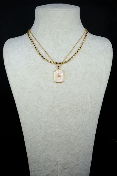 Zalifra Minimal Polar Star and Stylish Chain Combination Steel Necklace