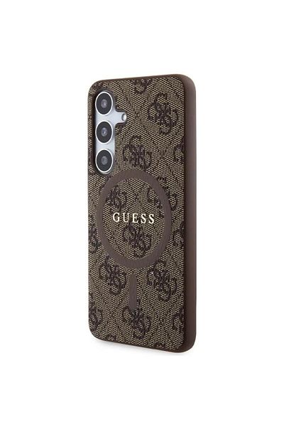 Guess Case 4g Leather Metal Logo Magsafe Samsung Galaxy S24 Brown