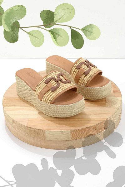Bambi Γυναικείες Παντόφλες Beige Tan K04862001828