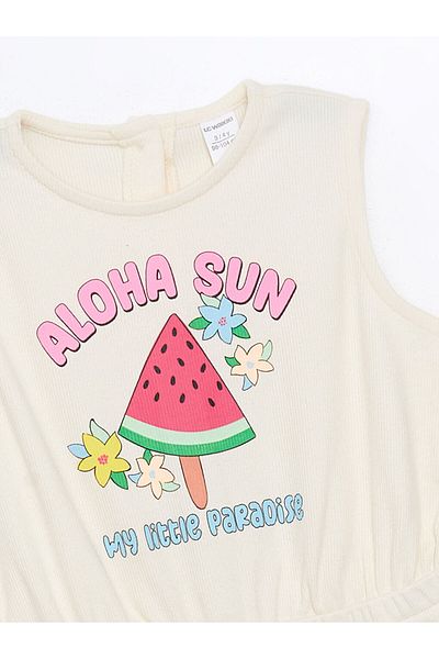 LC Waikiki Lcw Crew Neck Sleeveless Printed Baby Girl Romper
