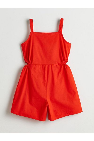 LC Waikiki Ecru Square Collar Girl's Jumpsuit