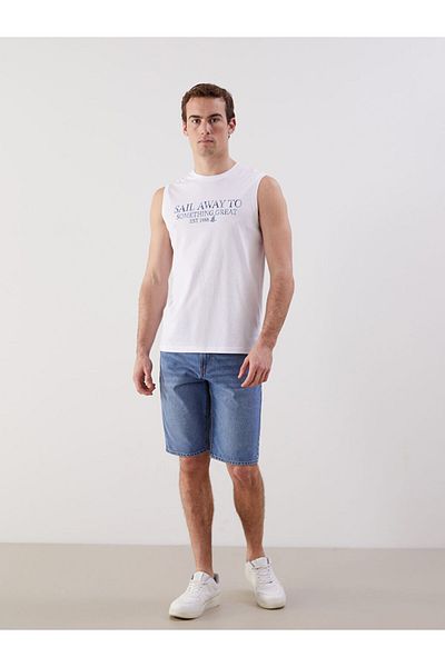 LC Waikiki Ανδρικό αμάνικο μπλουζάκι με στάμπα New Season Crew Neck - S5IS81Z8