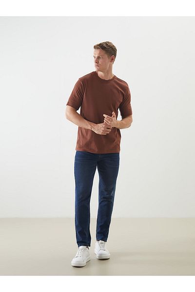 LC Waikiki Ανδρικό μπλουζάκι Basic Μούρντουμ Μπλούζα Με Στρογγυλή Λαιμόκοψη 100% Βαμβάκι