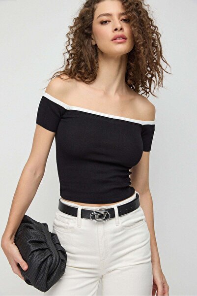 No Matter What Strickbluse mit kontrastierender Paspelierung