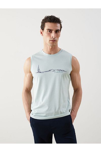 LC Waikiki Ανδρικό αμάνικο μπλουζάκι με στάμπα New Season Crew Neck - S5IS79Z8