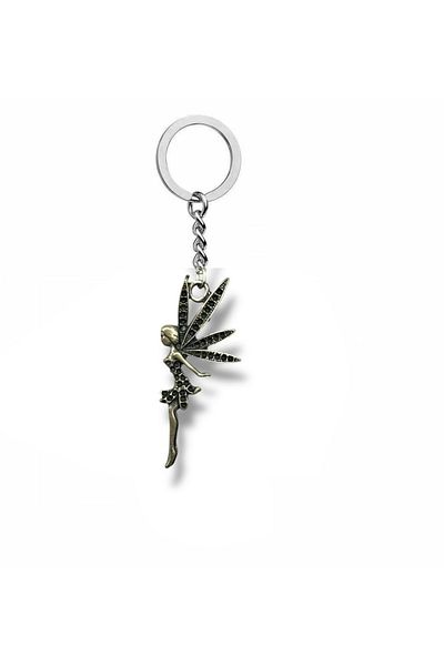 Herşey Nota Unisex Metal Keychain with Flower Fairy Figure – Nature-Inspired Fairytale Accessory