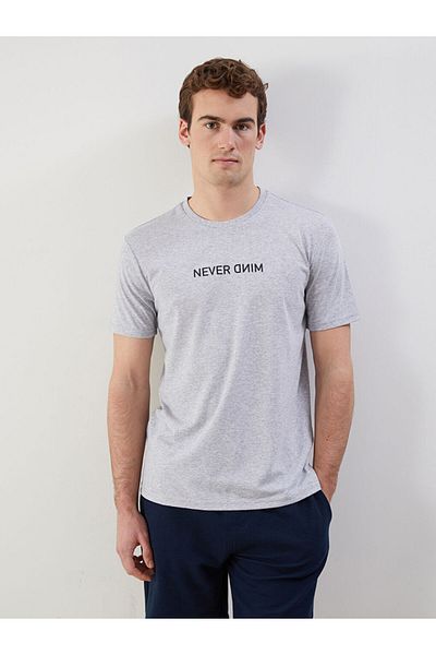 LC Waikiki New Season Crew Neck Κοντό μανίκι εμπριμέ χτενισμένο βαμβακερό ανδρικό Tisort - S5J879Z8