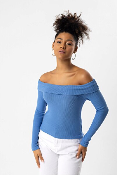 No Matter What Schulterfreie, figurbetonte Langarmbluse