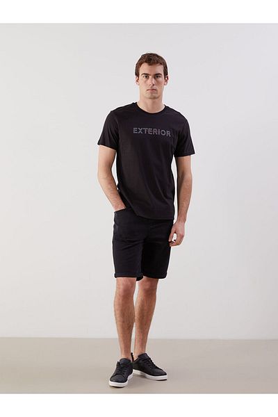 LC Waikiki New Season Crew Neck Κοντό μανίκι εμπριμέ χτενισμένο βαμβακερό ανδρικό Tisort - S5J836Z8
