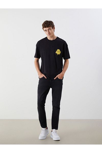 LC Waikiki New Season Crew Neck εμπριμέ χτενισμένο βαμβακερό ανδρικό Tisort - S5J858Z8