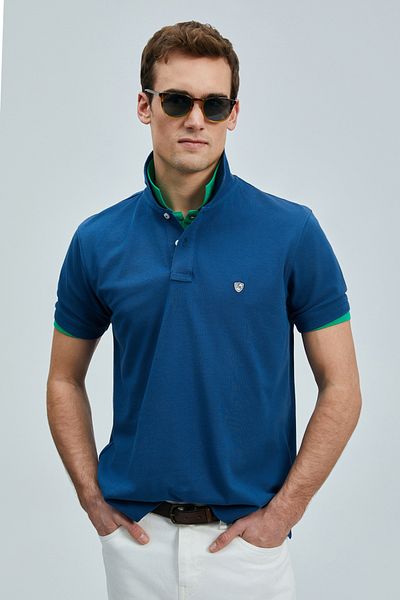 Lufian Με λογότυπο Βαμβακερό Comfort Fit Κουμπί γιακά Polo 2'li Μπλουζάκια Ανδρικό T SHIRT 111040206S2