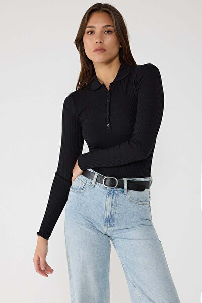 No Matter What Body mit langen Ärmeln und Knopfleiste vorne