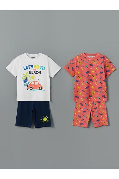 LC Waikiki Printed Boys' T-Shirt and Shorts 2-Pack