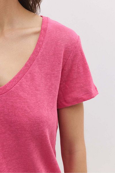 No Matter What V Neck Linen Basic T-shirt