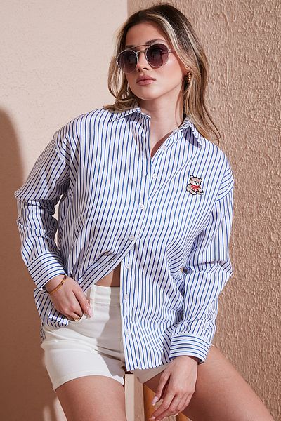 Lela Cotton Blended Regular Fit Teddy Bear Embroidered Shirt Shirt 6773106