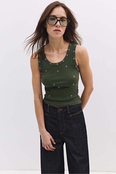 No Matter What Unterhemd aus gewaschener Baumwolle mit Ösenverzierung