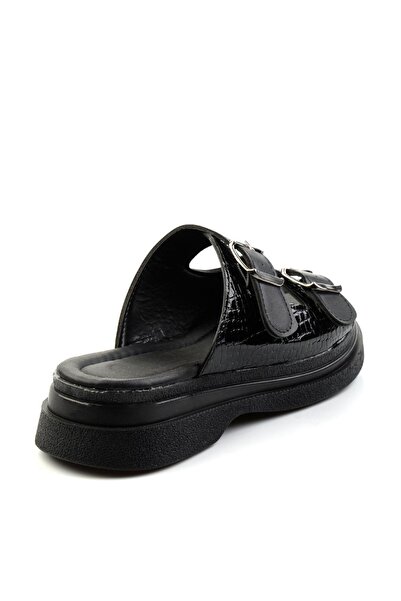 Bambi Siyah Rugan Kroko Kadın Terlik K04761038009