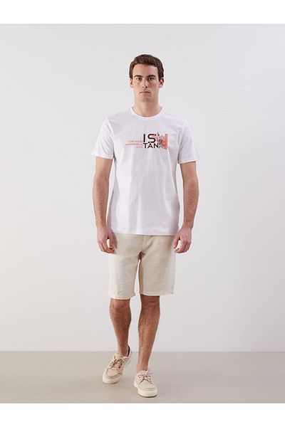 LC Waikiki New Season Crew Neck Short Sleeve Istanbul Printed Men's Combed Cotton T-Shirt - S5J882Z8