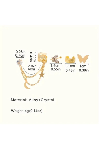 SEVAS GOLD Women's Gold Color Set of 4 Cartilage Earrings