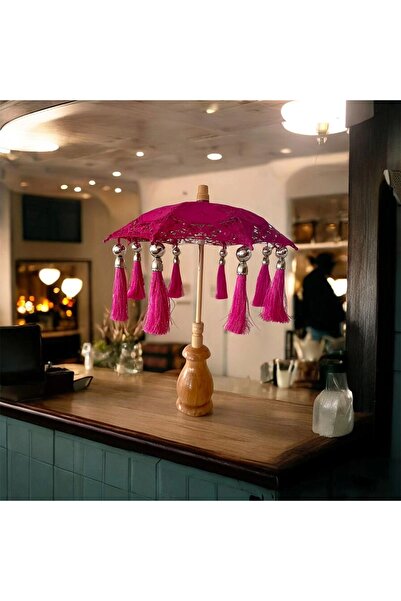 OEM Masaüstü Fuşya Dantelli Dekoratif Sunum Bali Şemsiyesi