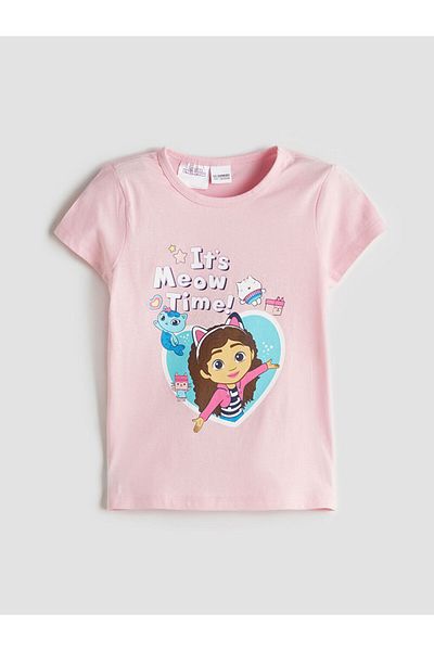 LC Waikiki Pink Gabby's Dollhouse Printed T-Shirt and Shorts 2-Piece Set