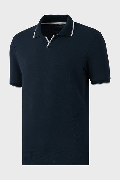 Buratti Tricou cu gât polo cu dungi din bumbac elastic, cu croială normală, tricou cu gât polo pentru bărbați 5902768