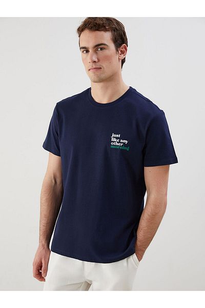 LC Waikiki New Season Crew Neck Κοντό μανίκι εμπριμέ χτενισμένο βαμβακερό ανδρικό Tisort - S5J862Z8