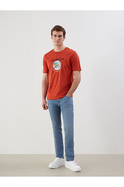 LC Waikiki Crew Neck Short Sleeve Antalya Printed Combed Cotton Men's T-Shirt