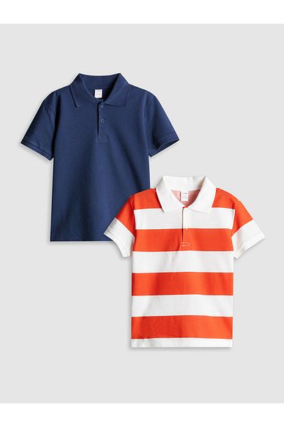 LC Waikiki Lcw Polo Neck Striped Boys' T-Shirt Pack of 2