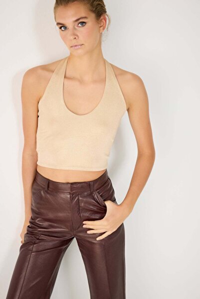 No Matter What Glitzerndes Neckholder-Crop-Top