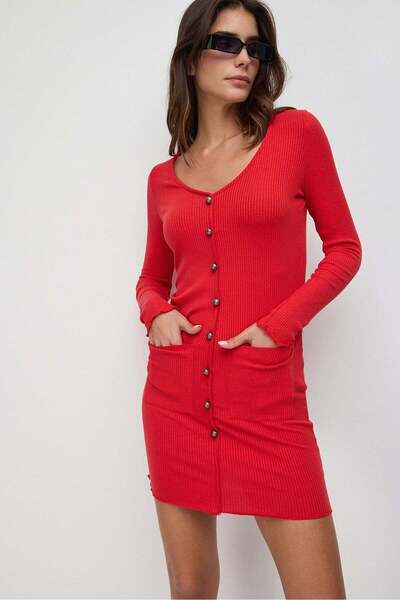 No Matter What Mini Dress With Front Button Detail