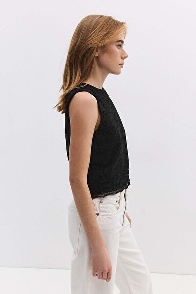 No Matter What Bluse mit Spitzenstickerei und ärmellos