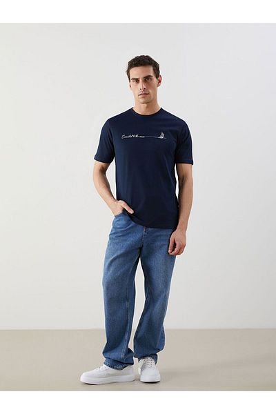 LC Waikiki Ανδρικό μπλουζάκι LCWAIKIKI Classic Crew Neck με στάμπα χτενισμένο βαμβακερό