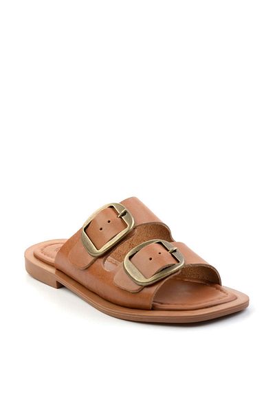 Bambi Taba Leather Women's Slippers K04826053703