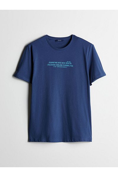 LC Waikiki Ανδρικό μπλουζάκι LCW Crew Neck με εμπριμέ χτενισμένο βαμβάκι