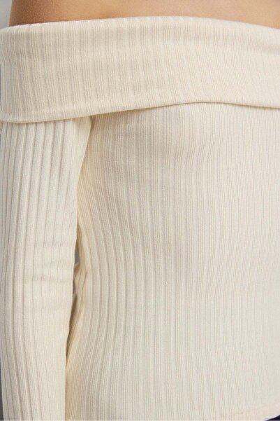 No Matter What Schulterfreie, langärmelige Damenbluse mit tailliertem Schnitt