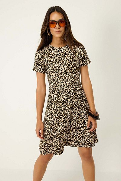 No Matter What Minikleid mit Rundhalsausschnitt und Leopardenmuster