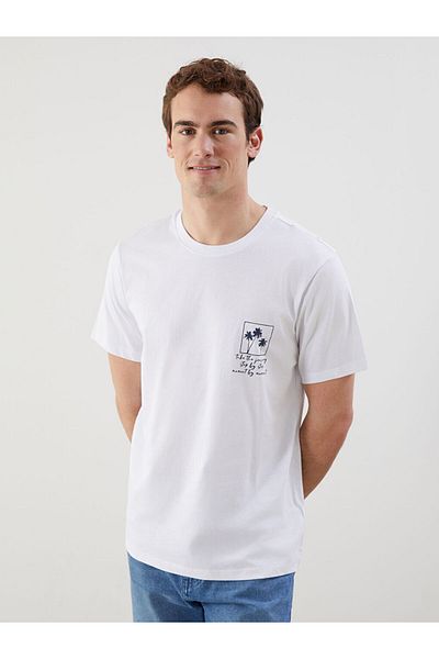 LC Waikiki New Season Crew Neck Κοντό μανίκι εμπριμέ χτενισμένο βαμβακερό ανδρικό Tisort - S5II77Z8