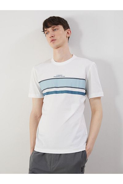 LC Waikiki New Season Crew Neck εμπριμέ χτενισμένο βαμβακερό ανδρικό Tisort - S5IL48Z8