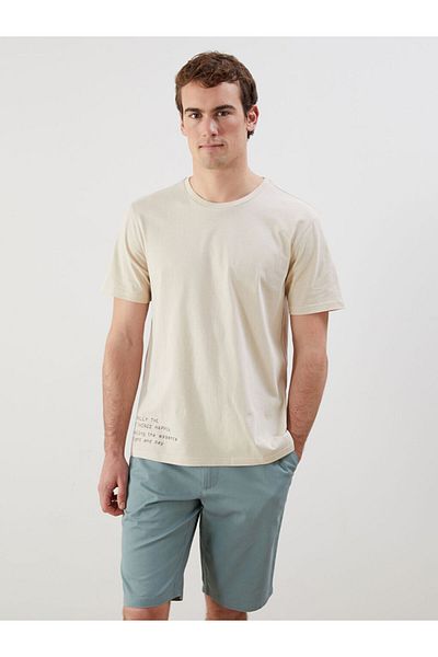 LC Waikiki New Season Crew Neck εμπριμέ χτενισμένο βαμβακερό ανδρικό Tisort - S5KK49Z8