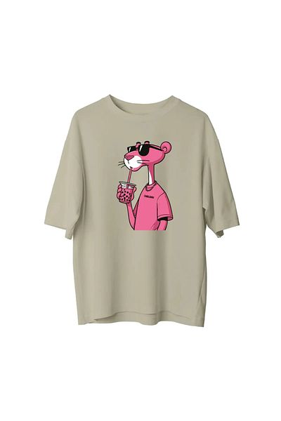 Koklonmoda Unisex Pink Panther Printed Oversize T-Shirt