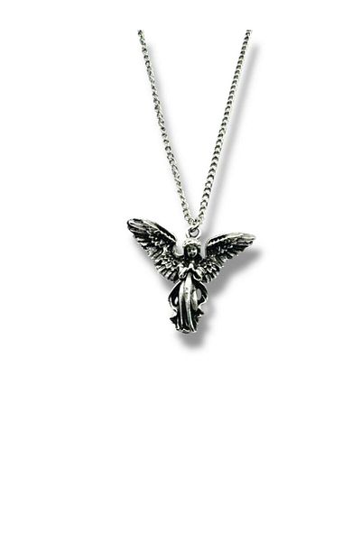 Herşey Nota Unisex Necklace with Winged Seraph Figure – Angel Symbol of the Sixth Dimension, Spiritual and Gothic Design