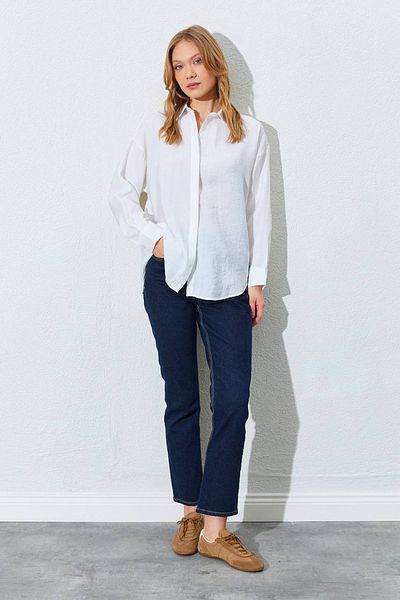 Manche Modal Women's Shirt - Ecru |   Mkes168262--1