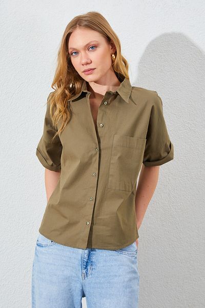 Manche Low Sleeve Single Pocket Shirt - Khaki |   Mk161450-01