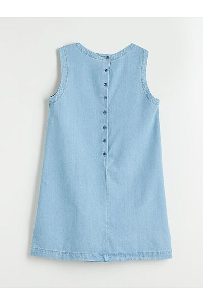 LC Waikiki Indigo Crew Neck Stoned Girl's Jean Dress