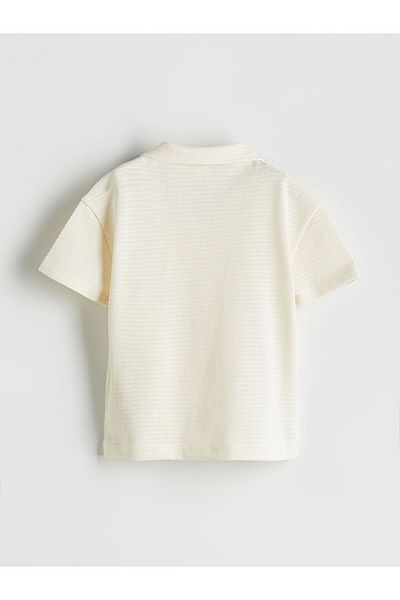 LC Waikiki Ecru Crew Neck Basic Boy's Shirt