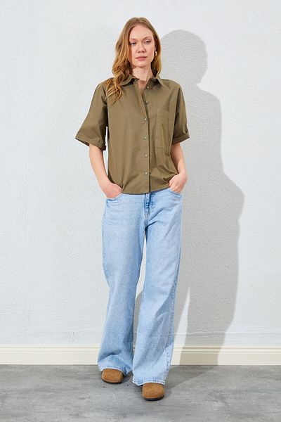 Manche Low Sleeve Single Pocket Shirt - Khaki |   Mk161450-01