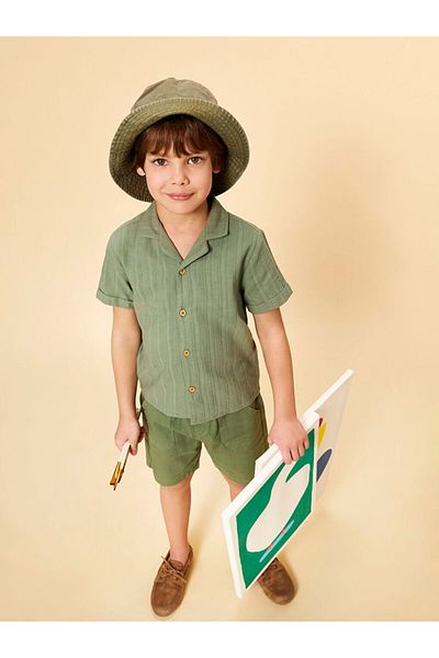 LC Waikiki Linen Blend Boys' Shirt and Shorts 2-Piece