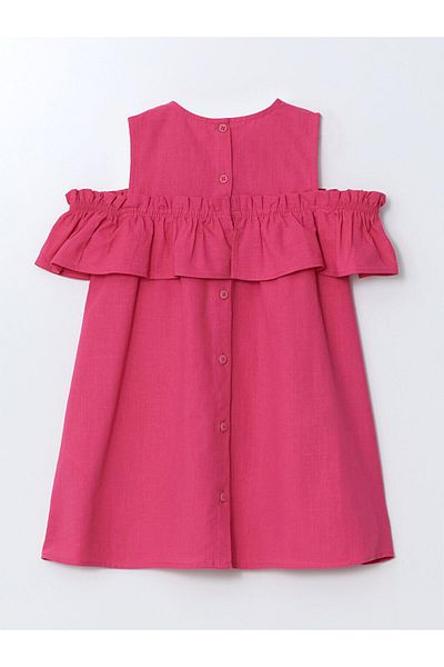 LC Waikiki Lcw Crew Neck Linen Baby Girl Dress Fast Fashion