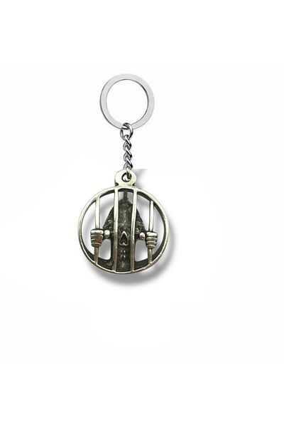 Herşey Nota Behind Bars Unisex Metal Keychain with Skull Figure – Symbol of the Rebel Soul Behind Bars
